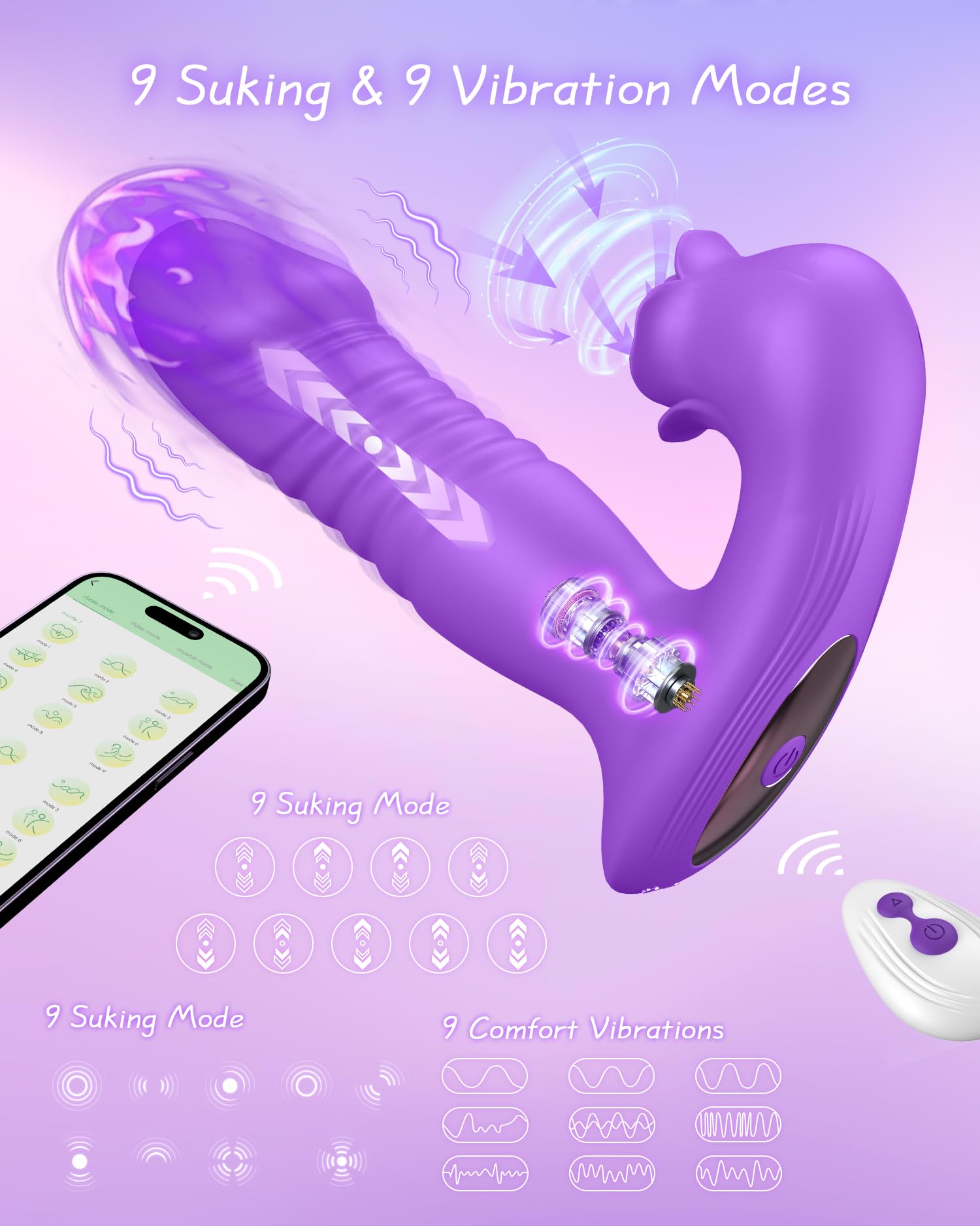 Premium Rose Sex Toy for Women - 9 Sucking & Thrusting Modes, App Remote Control G-Spot & Nipple Vibrator - Adult Toy for Solo Play & Couples | Perfect for Sensual Exploration & Intimate Moments