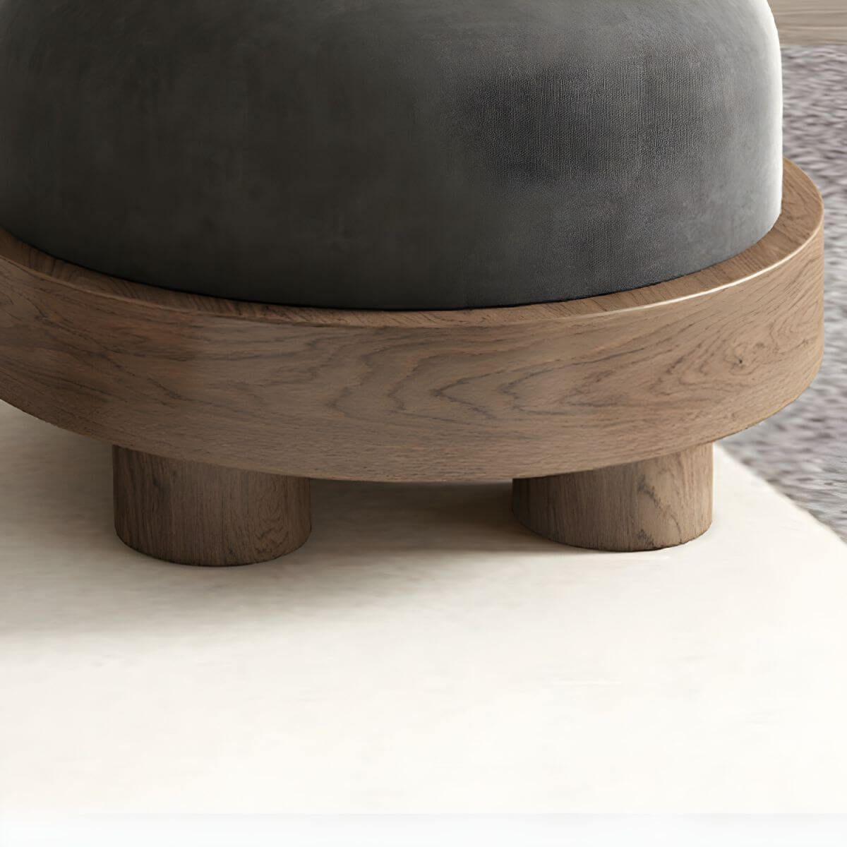 Small Modern Flannel Round Ottoman - Stylish & Functional Footrest Pouf for Living Room, Bedroom, or Nursery Decor - Cozy Home Accent Furniture