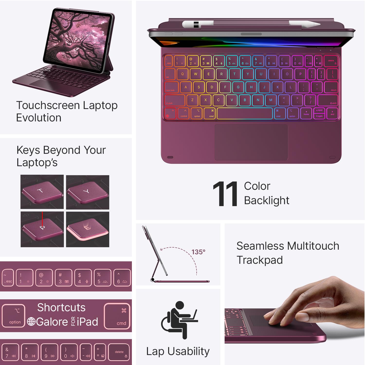 Magnetic Keyboard Case with Multi-Touch Trackpad for iPad 11th Gen (A16, 2025) & iPad 10th Gen 10.9