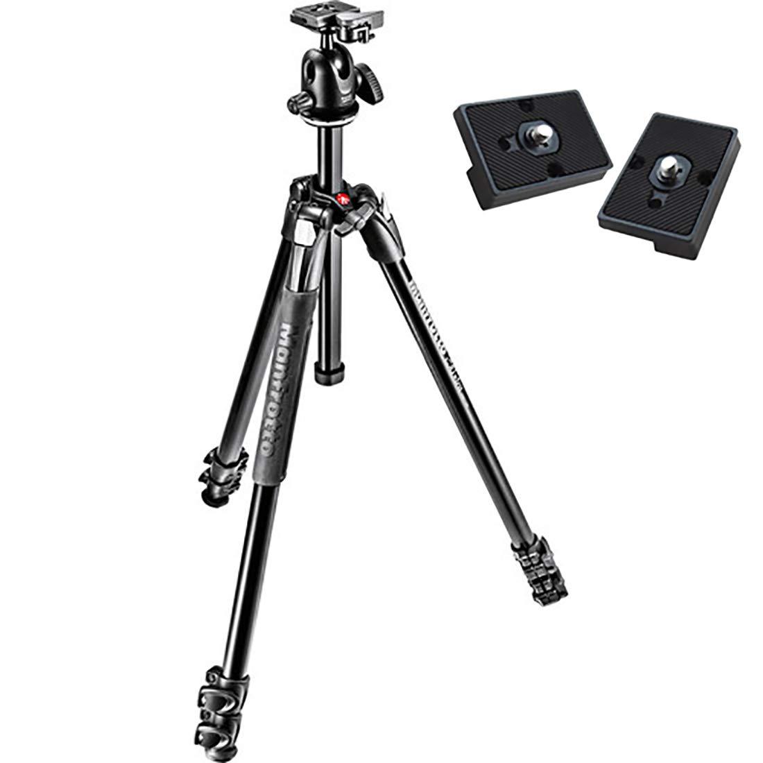 Manfrotto MK290XTA3-BHUS 290 Xtra Ball Head Tripod Kit with Two ZAYKiR RC2 Quick Release Plates - Professional Camera Support for Photography & Videography - Perfect for Travel, Studio, and Outdoor Shooting