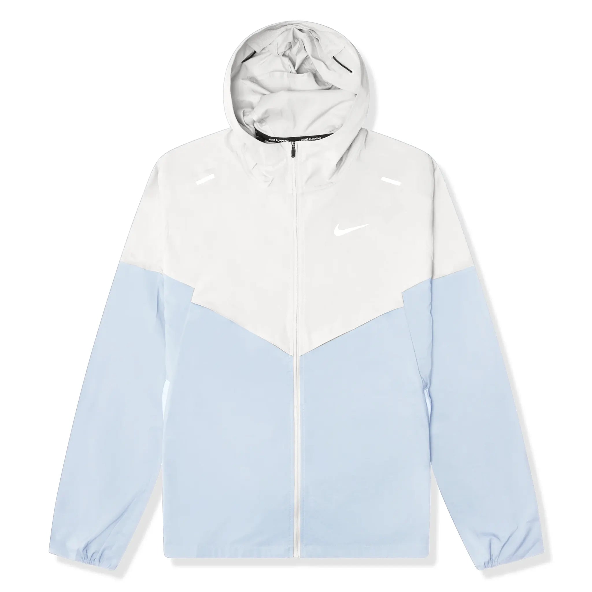 Nike Repel Packable Windrunner Jacket - Waterproof Lightweight Hooded Raincoat for Men & Women (White/Blue) - Perfect for Hiking, Running & Outdoor Adventures