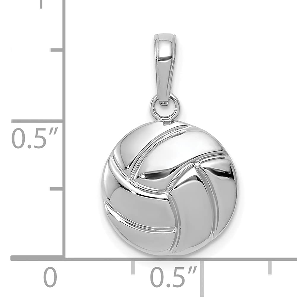 14K White Gold Polished Volleyball Pendant Necklace - Elegant Sports Jewelry Gift for Volleyball Players & Fans - Perfect for Games, Graduation & Special Occasions