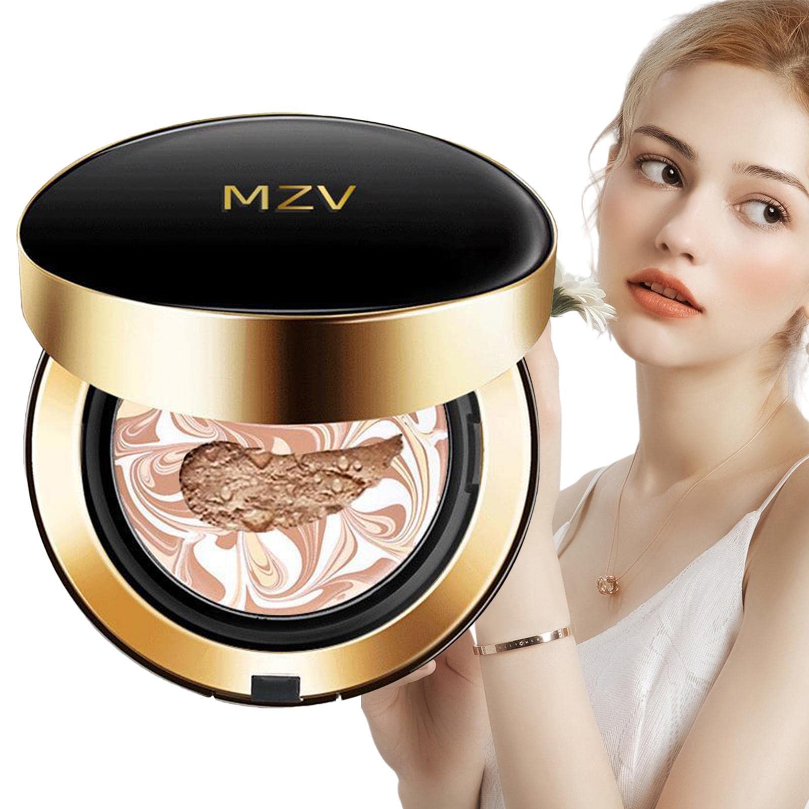 Women's Moisturizing Air Cushion CC Cream - Full Coverage Matte Foundation with Gentle Concealer | Portable Makeup for Party & Everyday Wear | Hydrating Lightweight Compact for Flawless Skin
