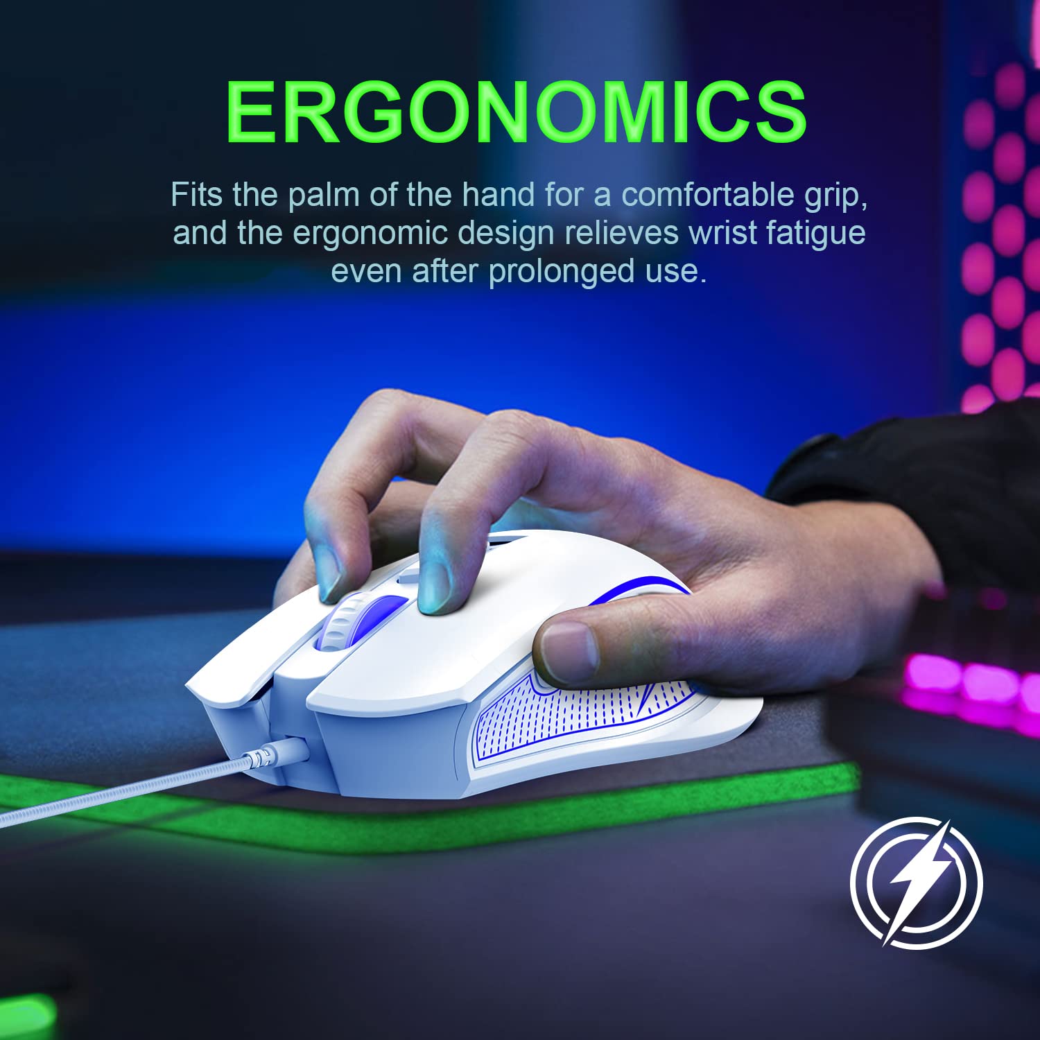 60% Mechanical Feel Gaming Keyboard and Mouse Combo with RGB Backlit, Wired USB for PC, Mac, PS4 - Includes Mouse Pad (White) - Perfect for Competitive Gaming, Office Work, and Home Entertainment