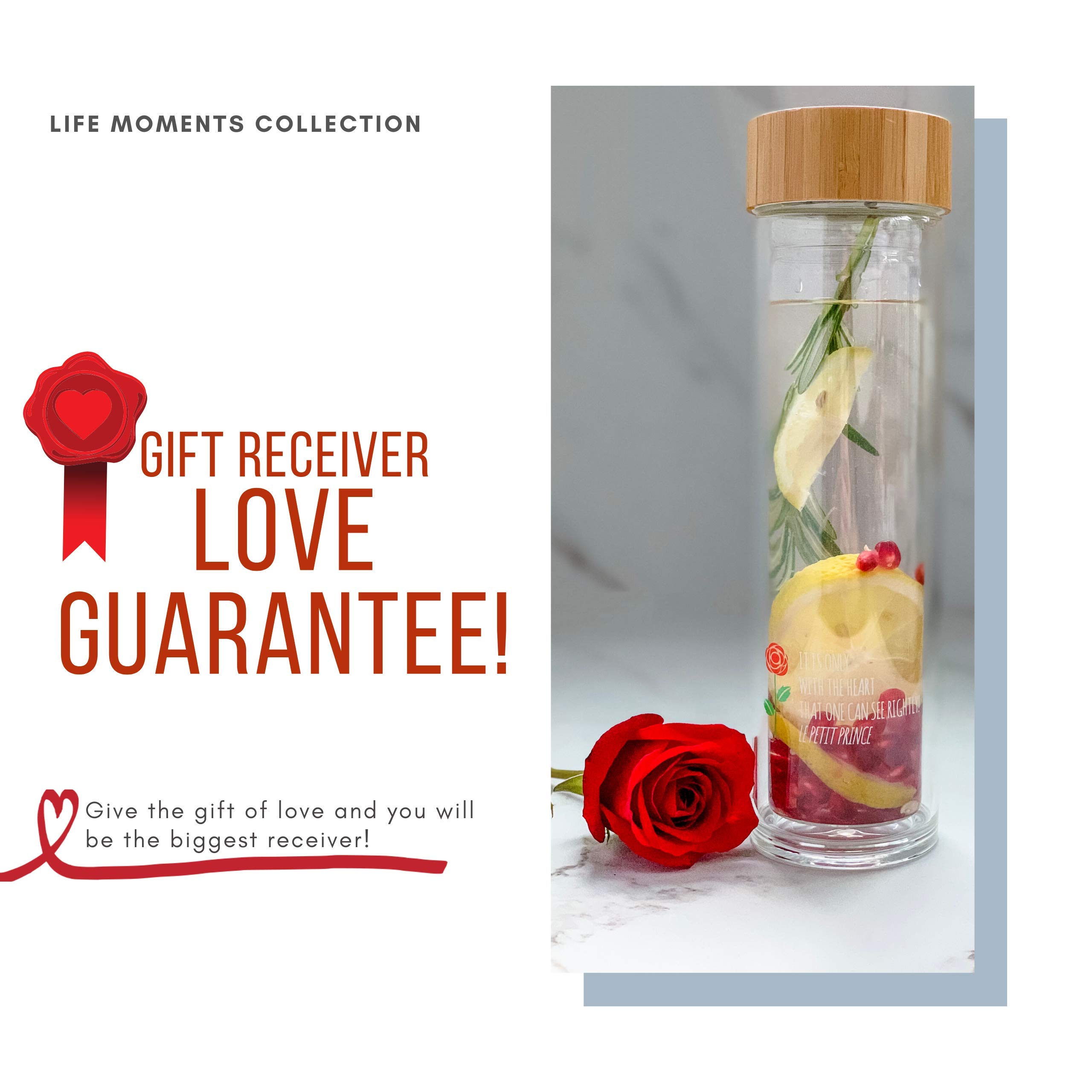 Kozy Kitchen Double Wall Glass Tumbler with Stainless Steel Infuser - Insulated for Hot & Cold Drinks - Perfect for Tea, Coffee, Fruit Infused Water - Includes Strainer & White Sleeve (Le Petit Prince Design) - Ideal for Office, Travel, and Home Use