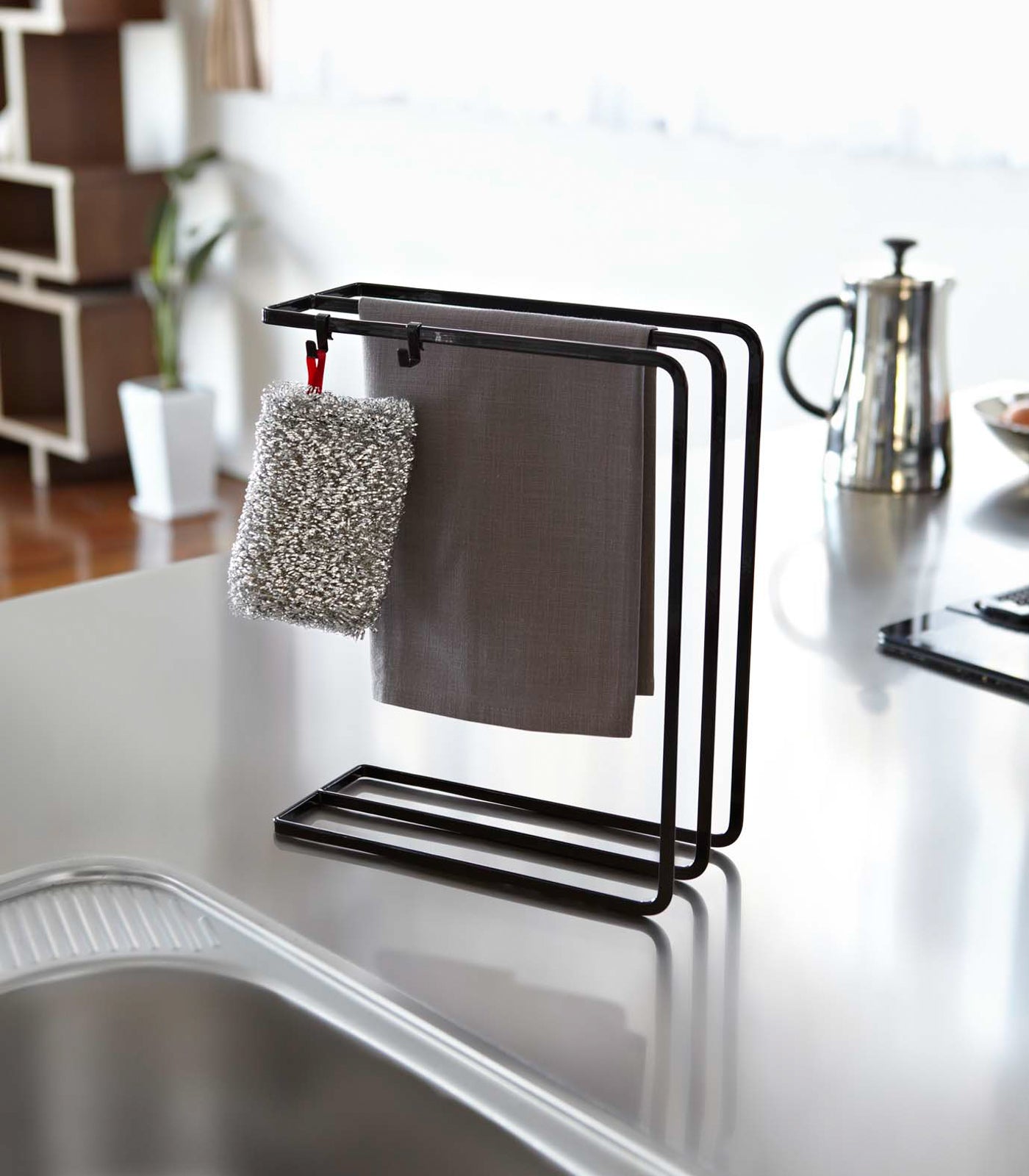 Stainless Steel Dish Towel Hanger - Rustproof Kitchen Towel Rack for Hanging Cloths & Aprons - Perfect for Home, Restaurant & Commercial Kitchen Organization