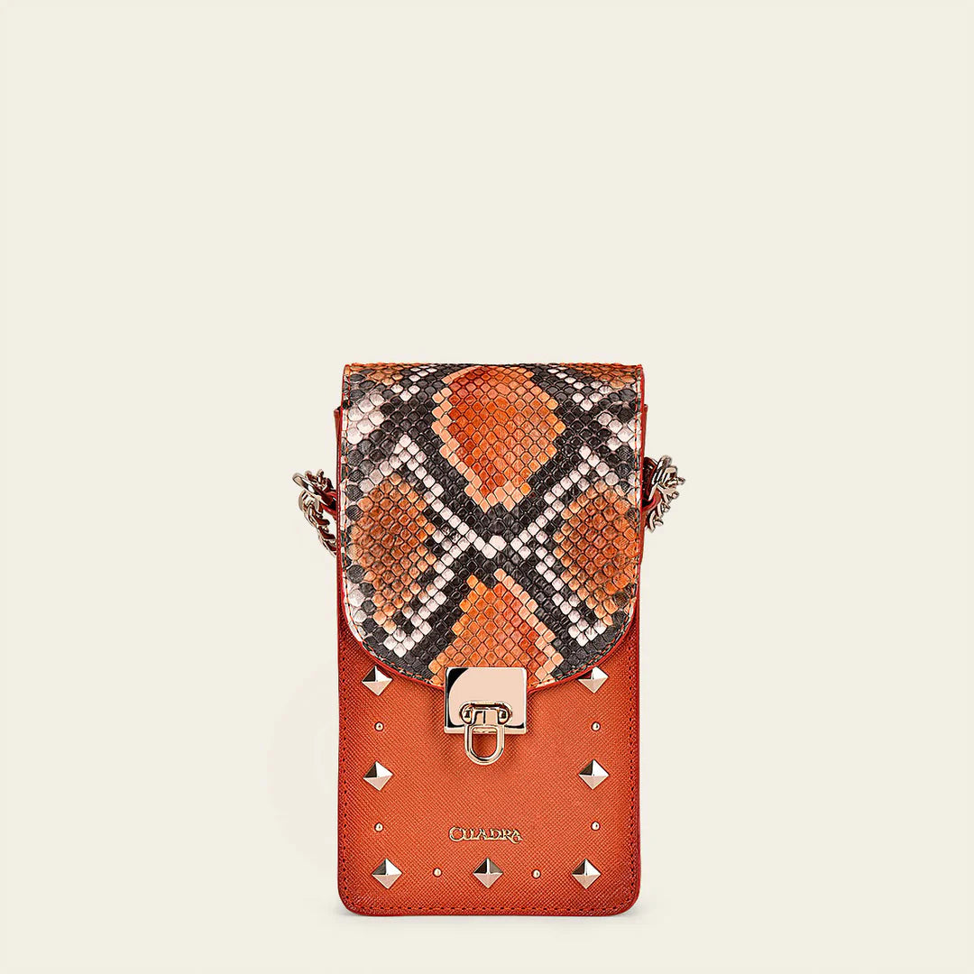 BOD38PI Women's Orange Casual Fashion Python Smartphone Wallet Bag - Perfect for Everyday Use, Shopping & Travel