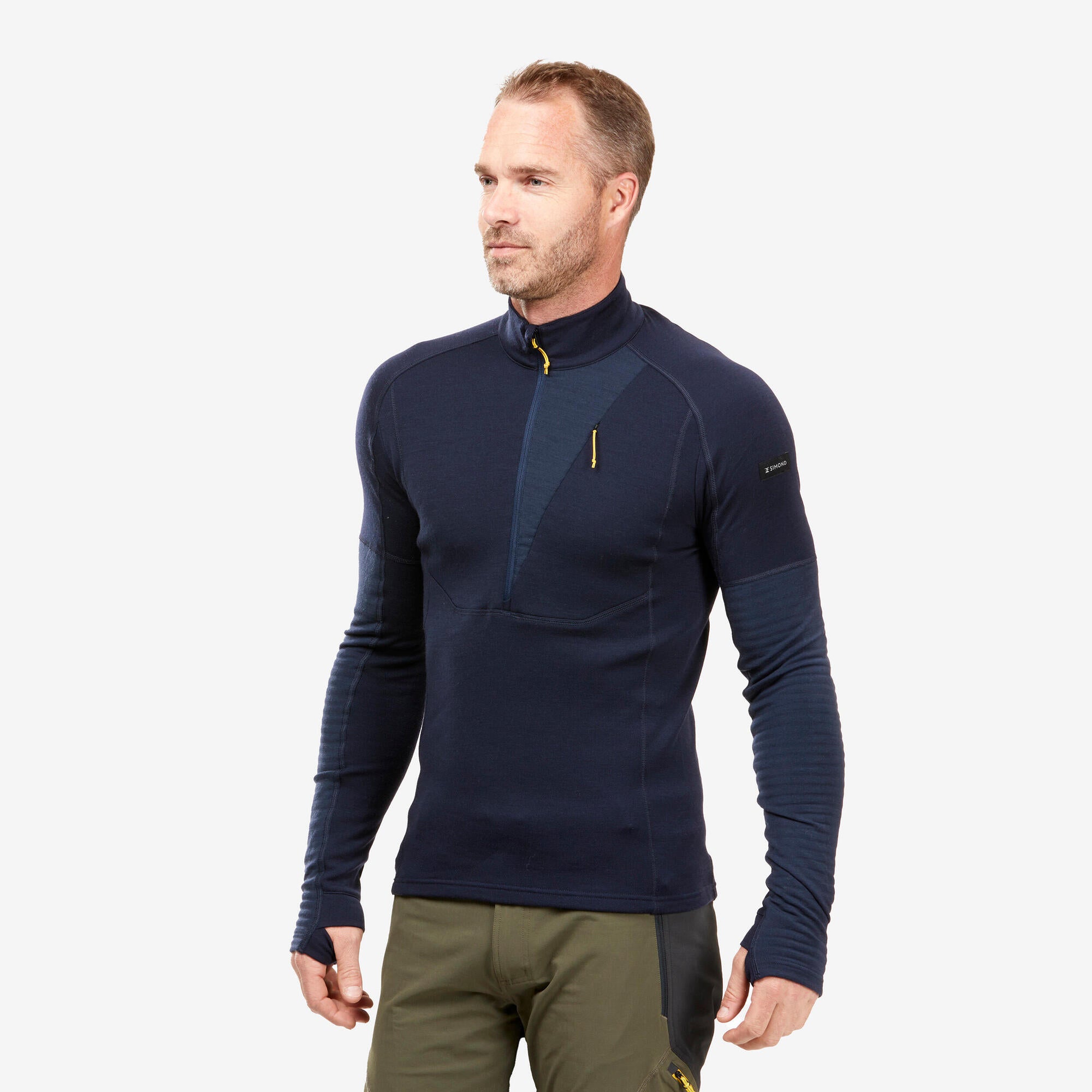 Simond Men's Merino Wool Long Sleeve Hiking Shirt - Lightweight & Odor Resistant Base Layer for Backpacking, Camping & Outdoor Adventures