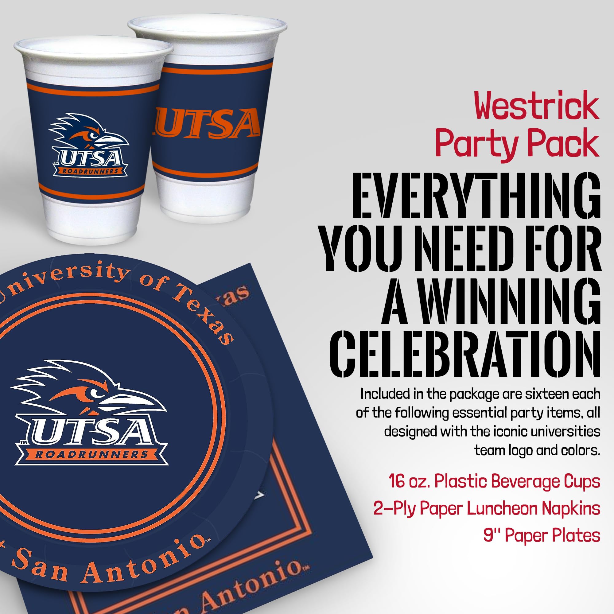 Official Tennessee Volunteers Party Supplies Set - 48-Piece Licensed University Collection (16 oz. Plastic Cups, 9