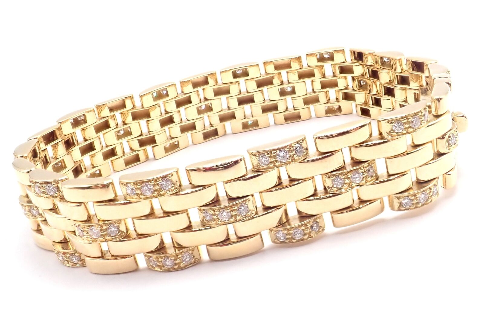 Authentic Cartier Maillon Panthere 18K Gold Diamond Five Row Link Bracelet for Women - Luxury Jewelry Gift for Anniversary, Birthday & Special Occasions
