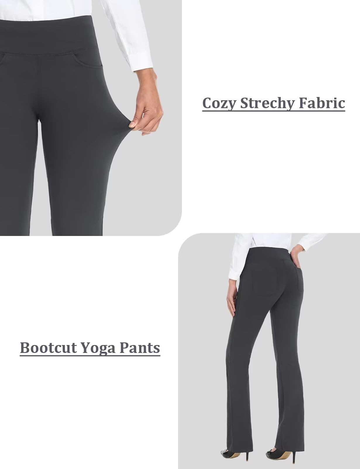 SAFORT Women's Bootcut Yoga Pants - High Waisted Flared Leggings with Pockets, Tummy Control Workout Pants for Yoga, Running & Business Casual Wear | Perfect for Office, Gym & Everyday Comfort