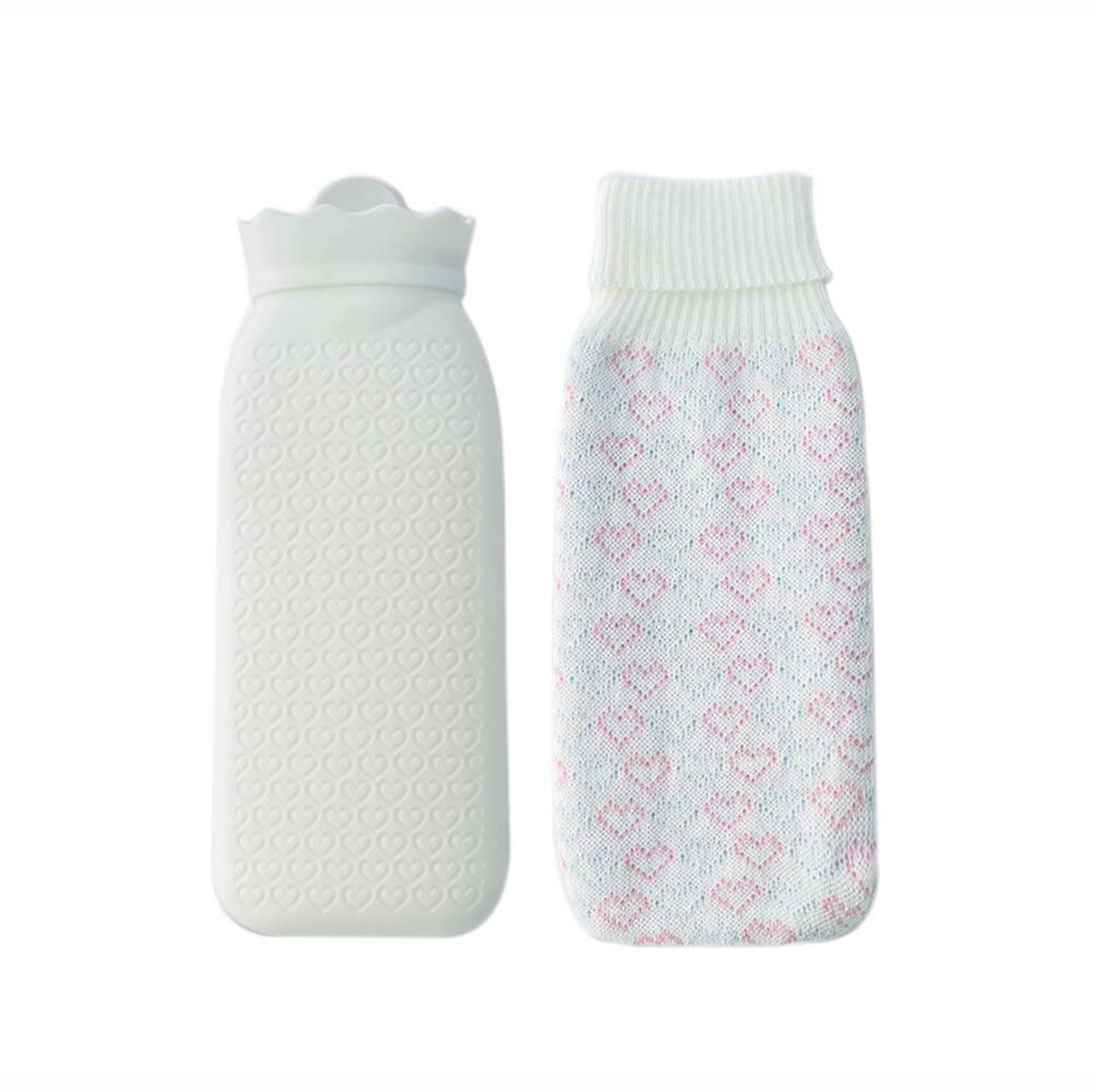 Hot Water Bottle with Knit Cover - Large Portable Hot & Cold Therapy Bag for Pain Relief, Beige - Perfect for Back Pain, Cramps & Winter Warmth