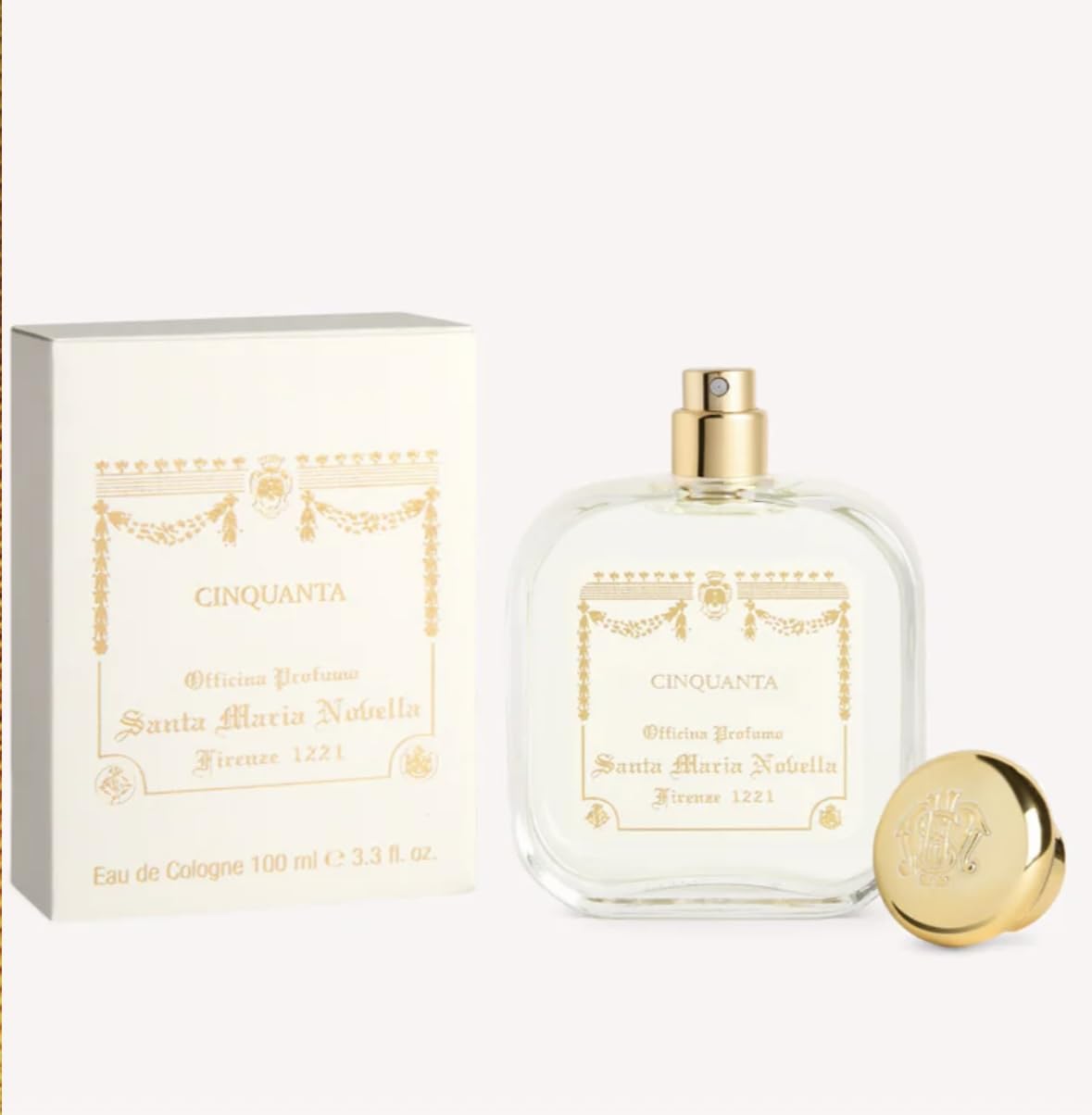 Santa Maria Novella Cinquanta Eau de Cologne 100ml - Luxury Italian Perfume for Men & Women - Fresh Citrus Floral Scent - Perfect for Daily Wear, Special Occasions & Gift Giving