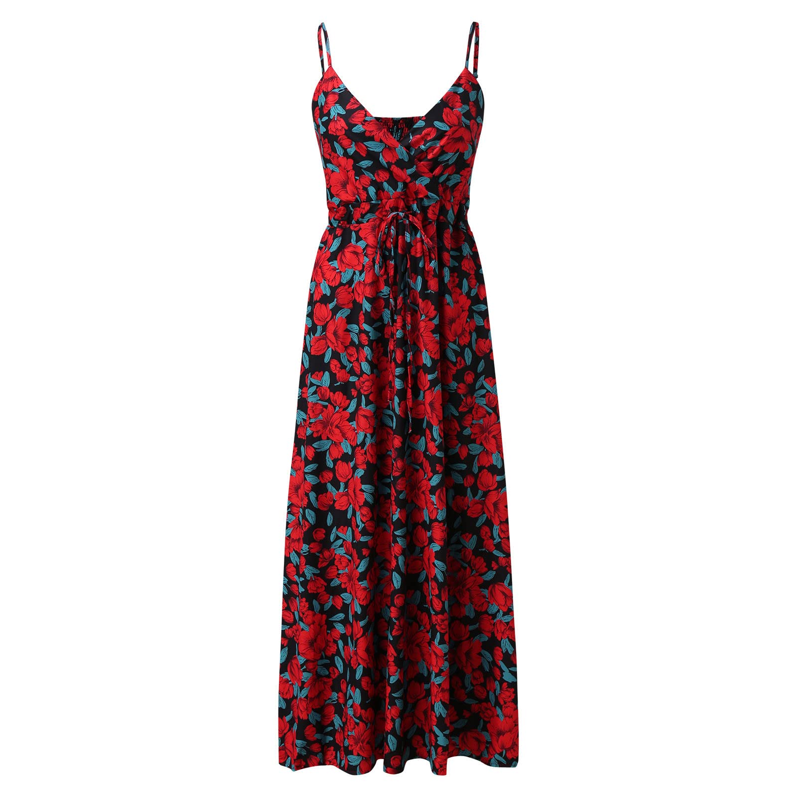 Women's Summer Dress - Casual V-Neck Sleeveless Floral Ruffle Boho Babydoll Beach Dress | Perfect for Vacation, Beach Outings & Summer Parties