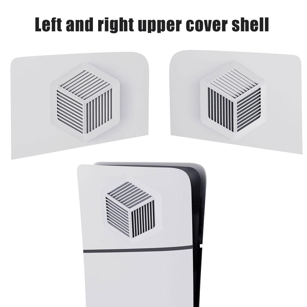 PS5 Slim Console Faceplate Cover - White ABS Replacement Side Shell with Cooling Vents & Dustproof Design for PS5 Slim Disc Edition - Perfect for Gaming Protection & Enhanced Cooling Performance