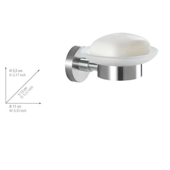 Wenko Bosio Stainless Steel Soap Dish - Silver & Transparent Design | Rustproof Bathroom Organizer for Showers, Sinks & Countertops