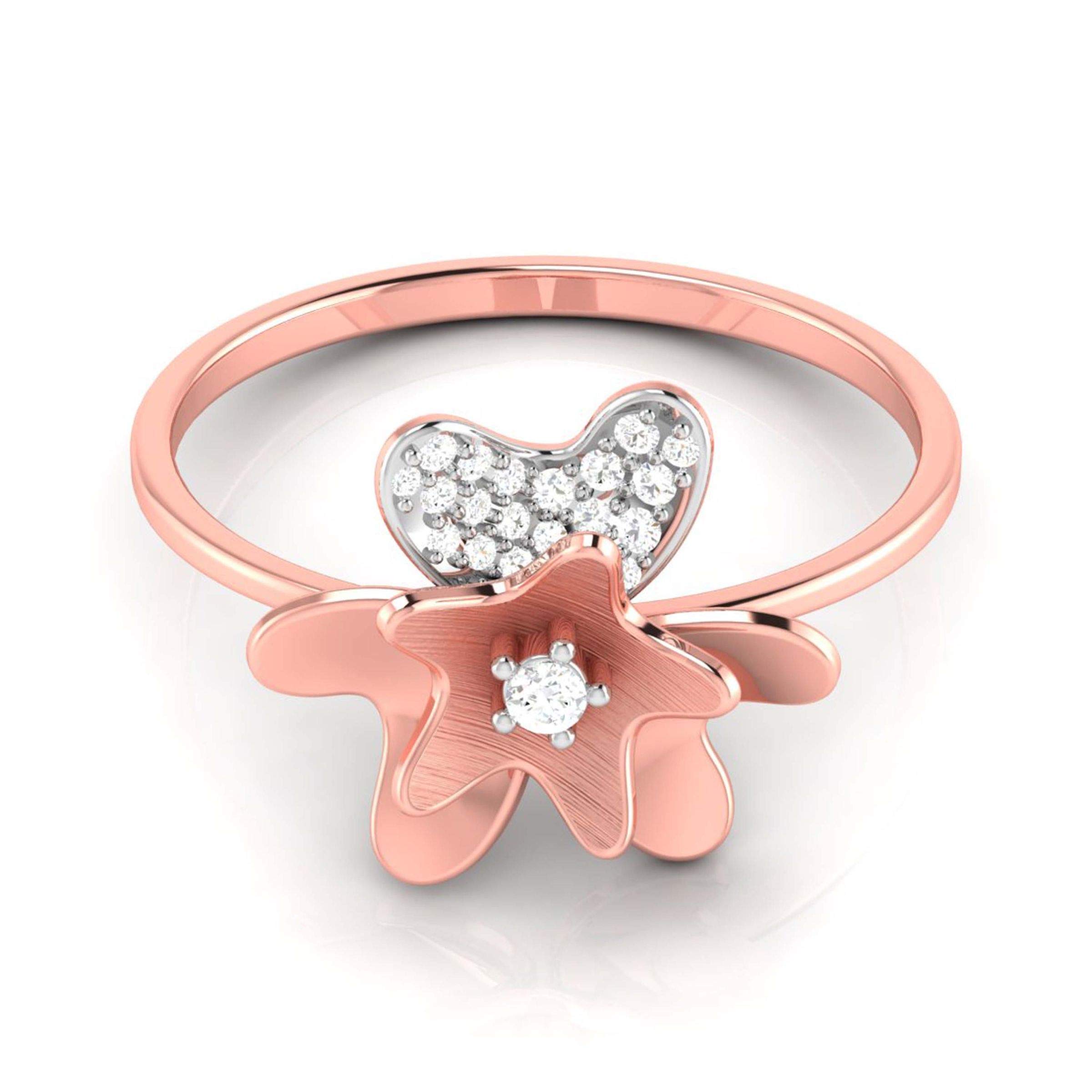 18K White/Yellow/Rose Gold Certified Natural Diamond Flower Design Engagement Ring for Women | Wedding Band, Promise Ring, Bridal Jewelry (0.07 Ct, IJ-SI) - Perfect for Proposals, Anniversaries & Romantic Gifts
