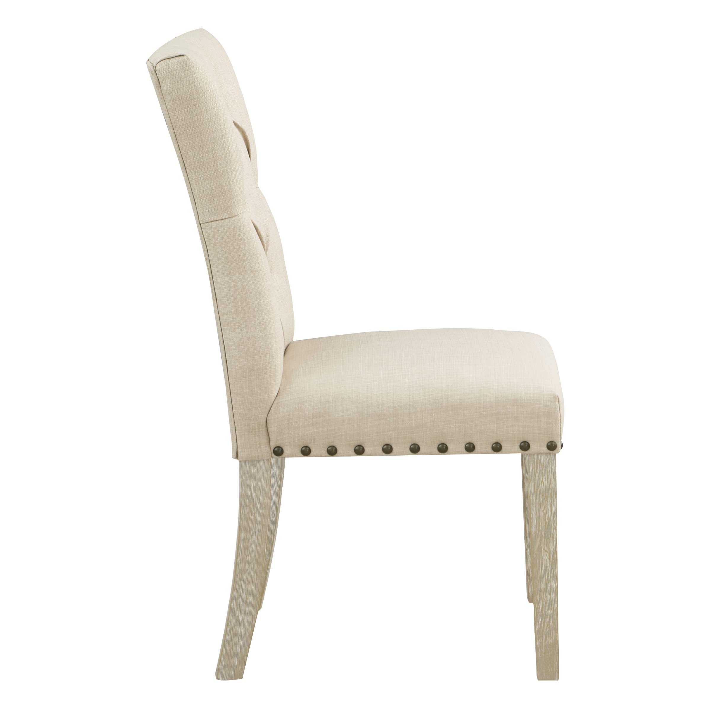 OSP Home Furnishings Preston Dining Chairs 2-Pack - Button Tufted Back, Antique Bronze Nailhead Trim, Durable Burlap Fabric - Perfect for Dining Room, Kitchen, or Breakfast Nook