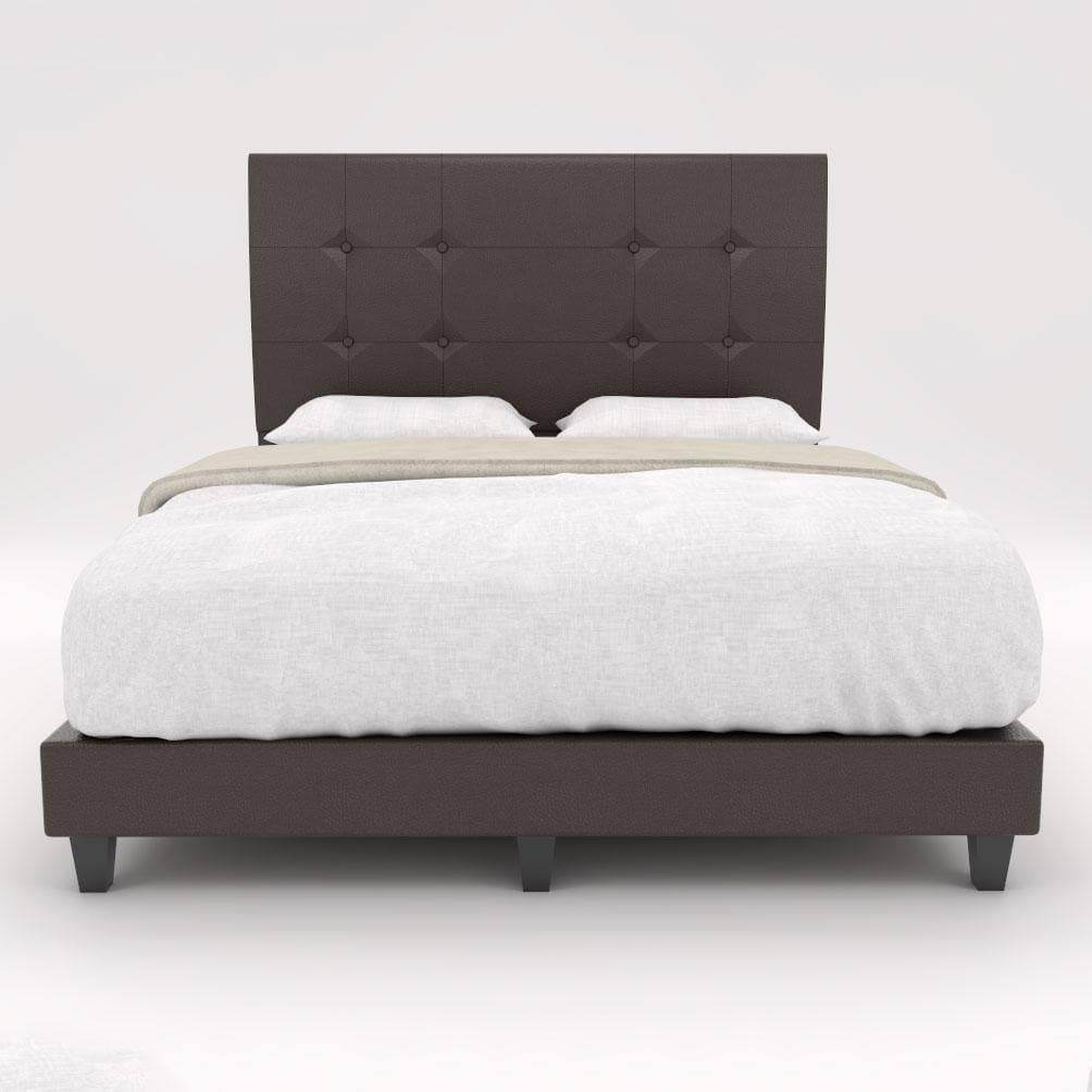 Jaxon Faux Leather Upholstered Queen Size Bed Frame with Wooden Slats - Modern Platform Bed for Master Bedroom, Guest Room & Apartment