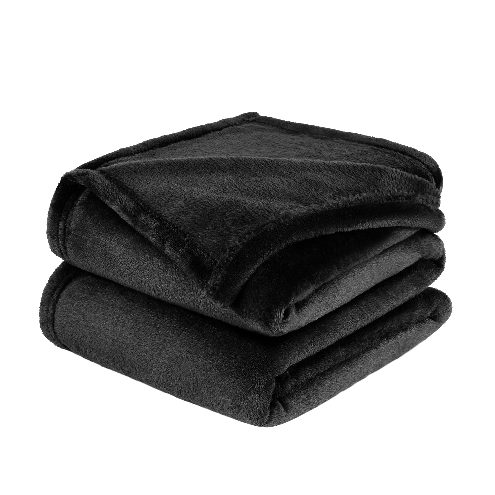 Yastouay Fleece Throw Blanket - Ultra Soft Lightweight Cozy Flannel Bed Blanket & Plush Couch Blanket for All Seasons (90x90 inches, Black) - Perfect for Living Room, Bedroom, Office & Travel
