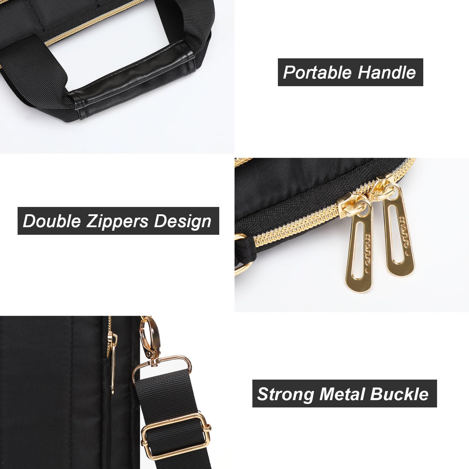 MOSISO 15-15.6 Inch Laptop Shoulder Bag for MacBook Pro 16, HP, Dell, Lenovo, Asus Notebook - 2 Front Zipper Pockets with Handle & Belt - Perfect for Work, Travel & College (Black)