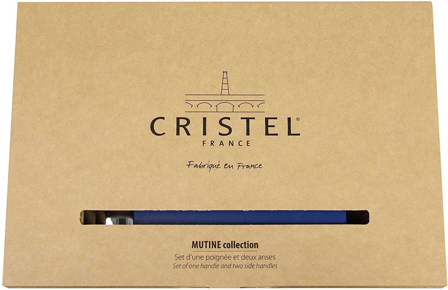 Cristel Mutine Stainless Steel Pan Handle Set - 2 Pack, Non-Slip Blue Grip for Secure Cooking | Perfect for Frying Pans, Saucepans & Cookware Accessories