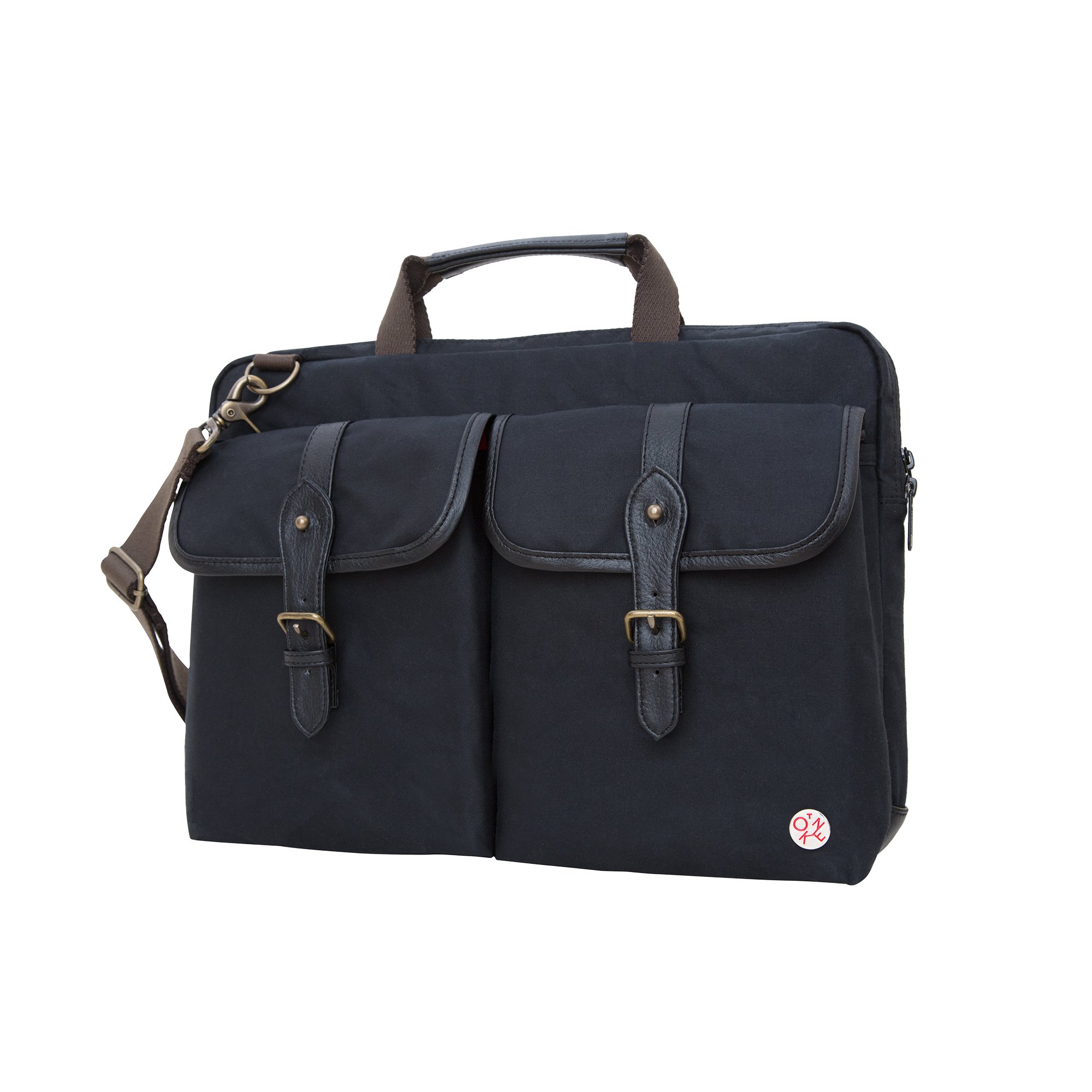 Premium Waxed Knickerbocker Laptop Bag for 15 Inch MacBook - Durable Black Briefcase for Work, Travel & Business Meetings | Water-Resistant Office Bag