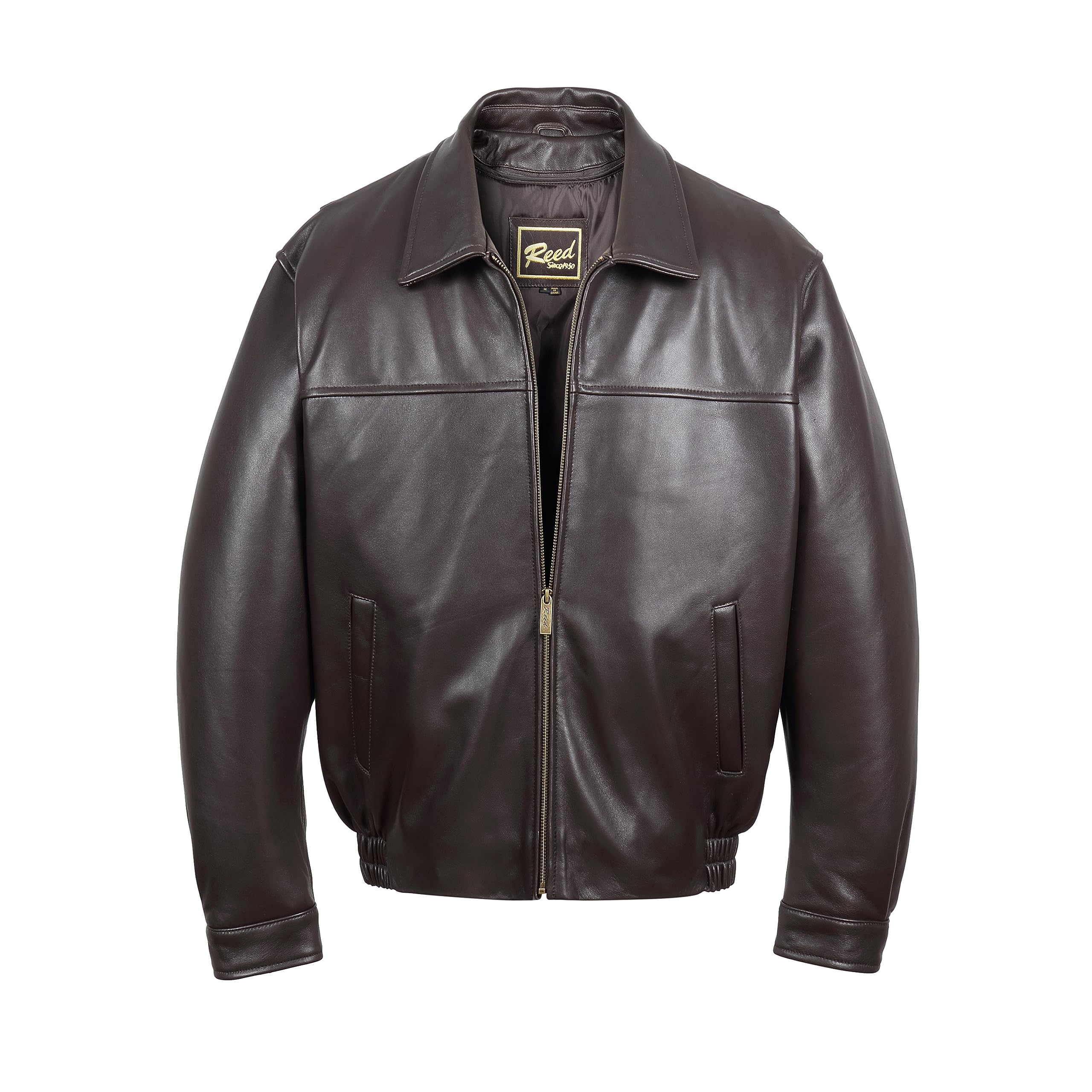 REED Men's New Zealand Lambskin Leather Jacket - Genuine Sheepskin Biker Coat for Motorcycle Riding & Casual Winter Wear