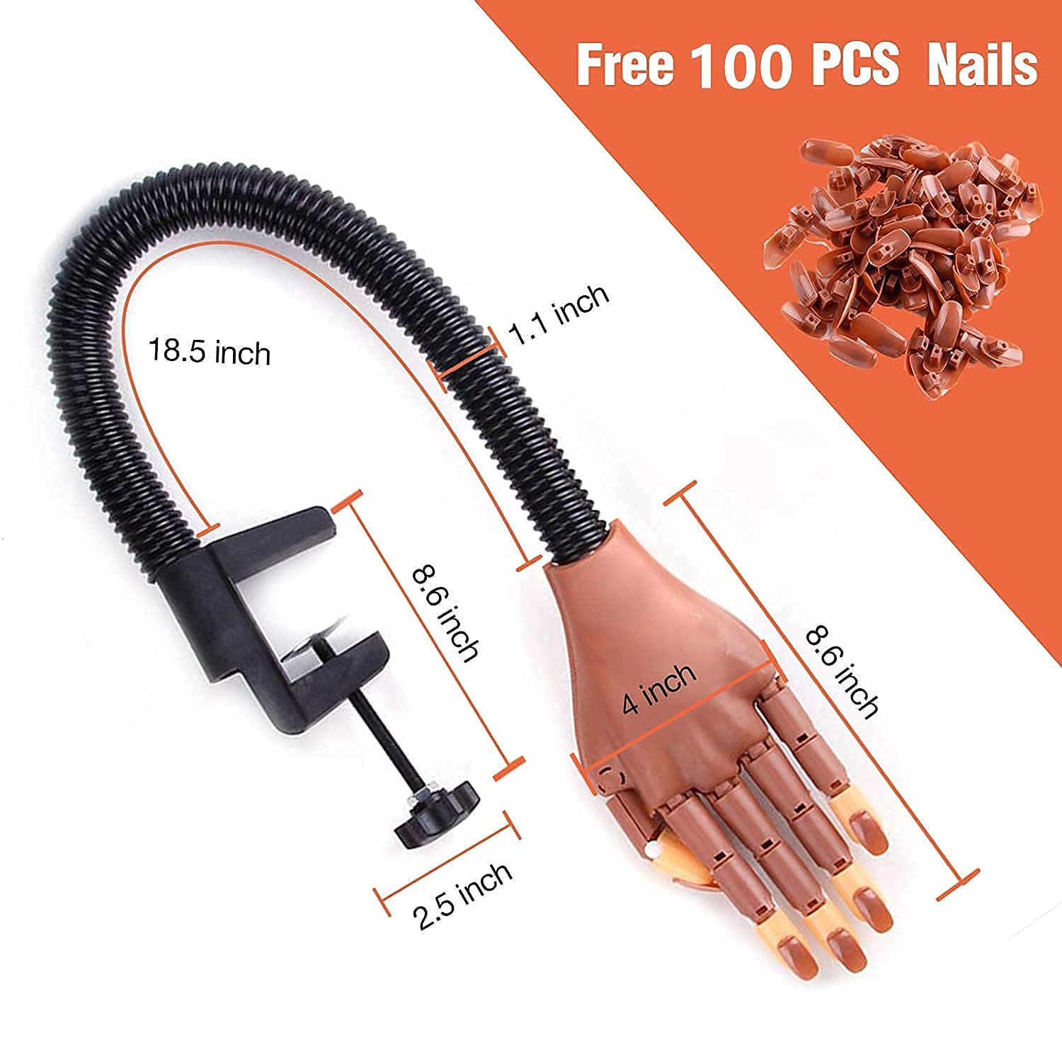 D.B.Z.® 100 Pcs Flexible Nail Practice Hand for Acrylic Nails - Professional Adjustable Training Hand for Nail Art, DIY Manicure & False Nail Application - Perfect for Salon, Home Practice & Nail Technician Training