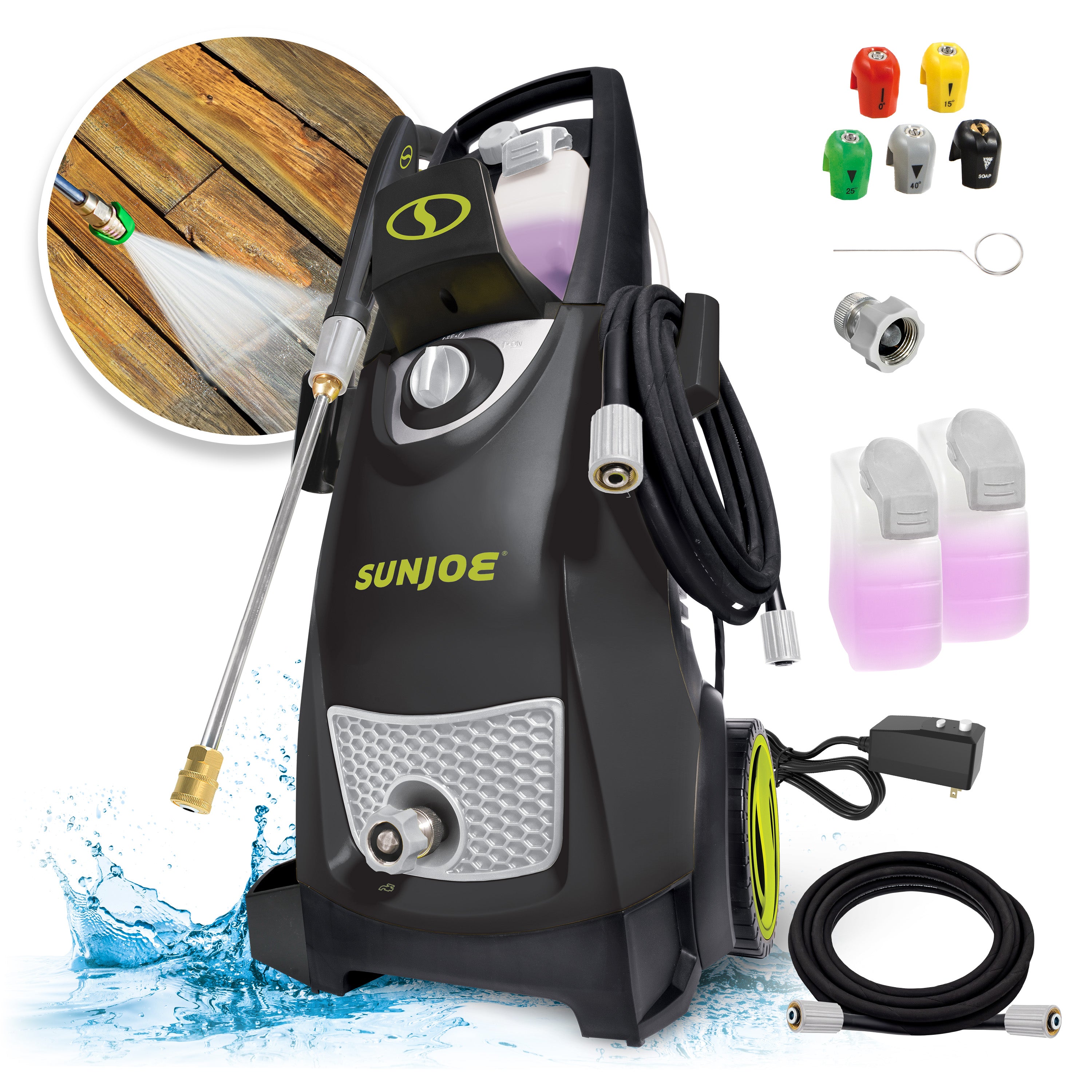 Sun Joe SPX3000 2030 PSI Electric Pressure Washer with 1.2 GPM Flow & Detergent Tank - Powerful Cleaning for Patios, Decks, Driveways, Cars, Boats, RVs, ATVs - Ideal for Home, Garage & Outdoor Use