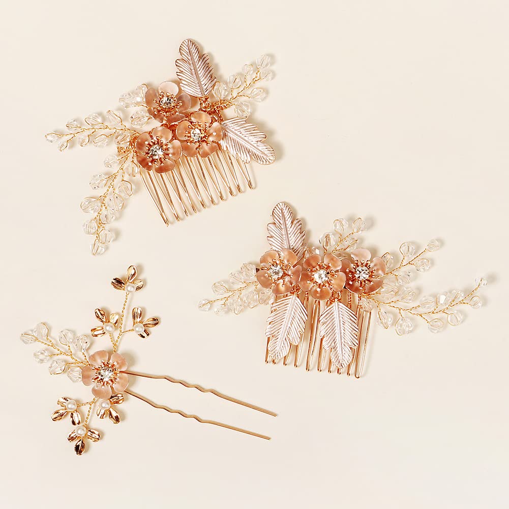 Handmade Floral Hair Comb - Wedding Hair Accessories for Brides & Bridesmaids - Elegant Hair Pins & Sticks for Bridal Parties, Prom & Special Occasions