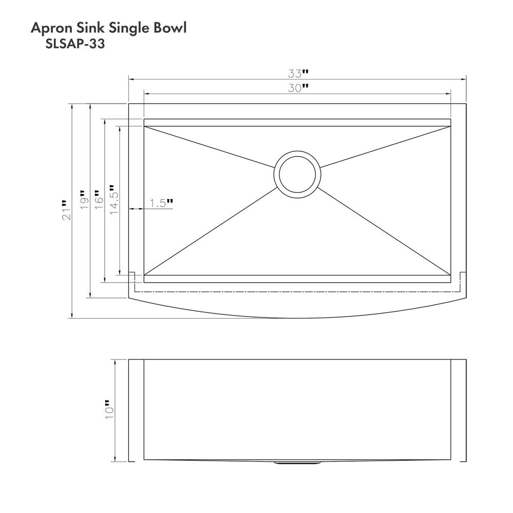 ZLINE 33 Inch Farmhouse Apron Front Single Bowl Kitchen Sink with Bottom Grid & Accessories - Stainless Steel (SLSAP 33) | Perfect for Modern Farmhouse, Rustic & Traditional Kitchens