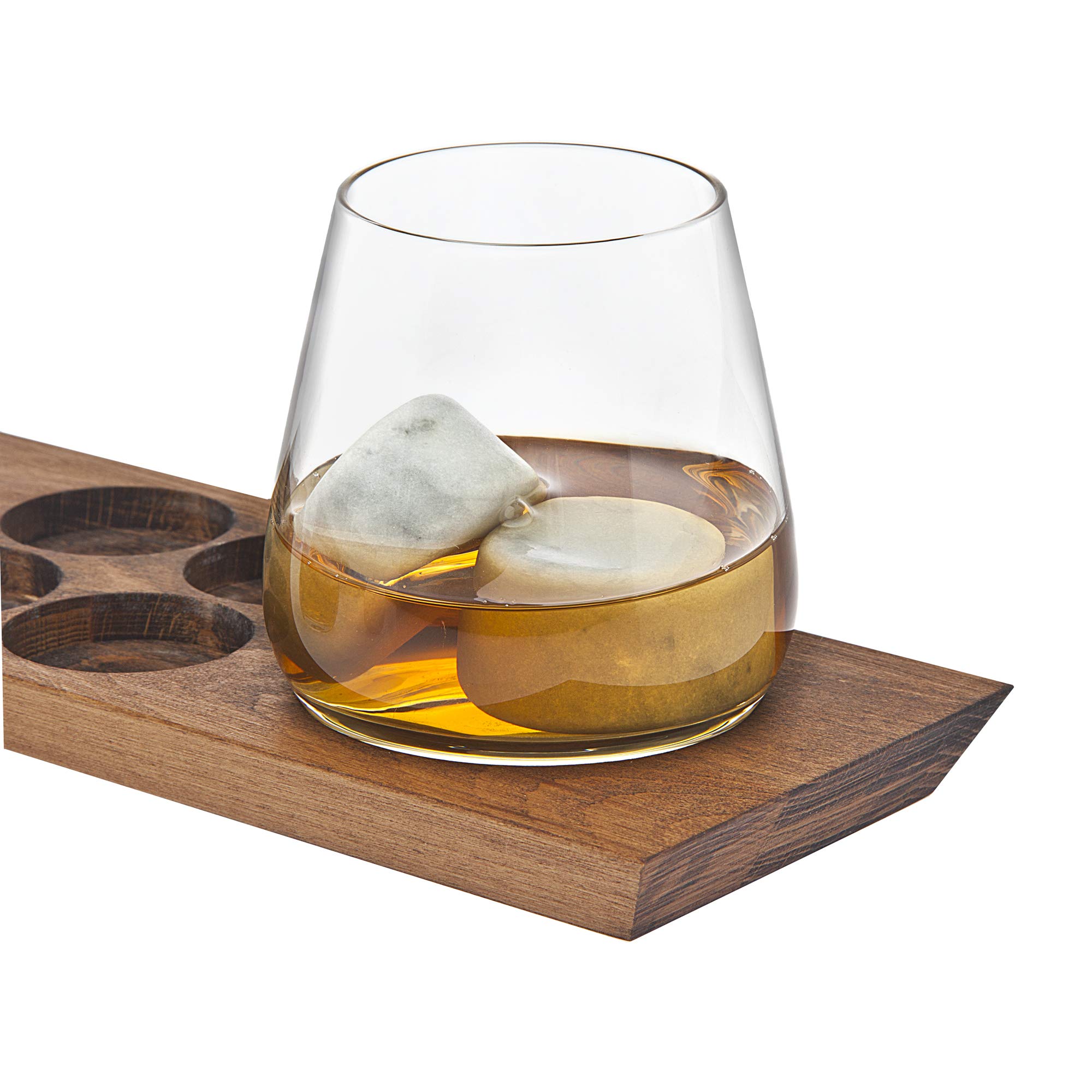 Premium Godinger Whiskey Glass Set with Chilling Stones & Wooden Display Tray - 6-Piece Barware for Bourbon, Scotch, Wine & Cocktails - Perfect for Home Bars, Gifts & Entertaining