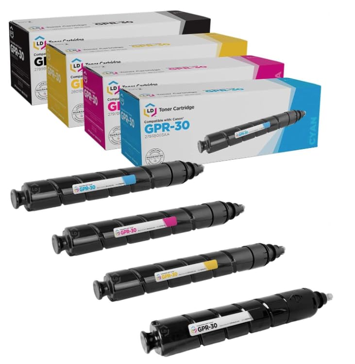 LD Compatible Toner Cartridge Replacement for Canon GPR-30 (4-Pack, Black/Cyan/Magenta/Yellow) - High Yield Printing for Office & Home Use