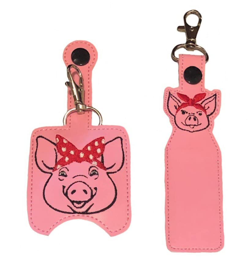 Bandana Pig Sanitizer Holder & Lip Balm Holder - Cute Animal-Themed Hand Sanitizer and Lip Balm Carrier for Kids and Adults | Perfect for School, Travel, and Outdoor Activities