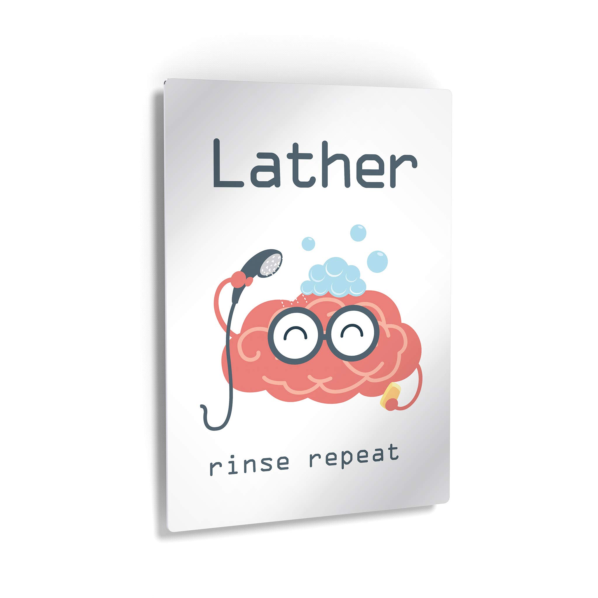 Smile Art Design 'Lather Rinse Repeat' Funny Bathroom Wall Decor - 24x16 Inch Metal Print for Kids Bathroom, Nursery & Home - Ready to Hang Made in USA | Perfect for Bathroom Humor, Baby Showers & Housewarming Gifts