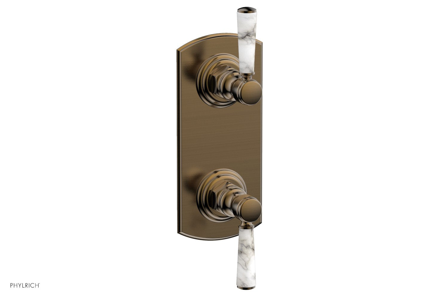 HEX TRADITIONAL / HENRI 1/2 Thermostatic Valve with Volume Control or Diverter - White Marble Handles (4 155) - Perfect for Bathroom & Shower Fixture Upgrades