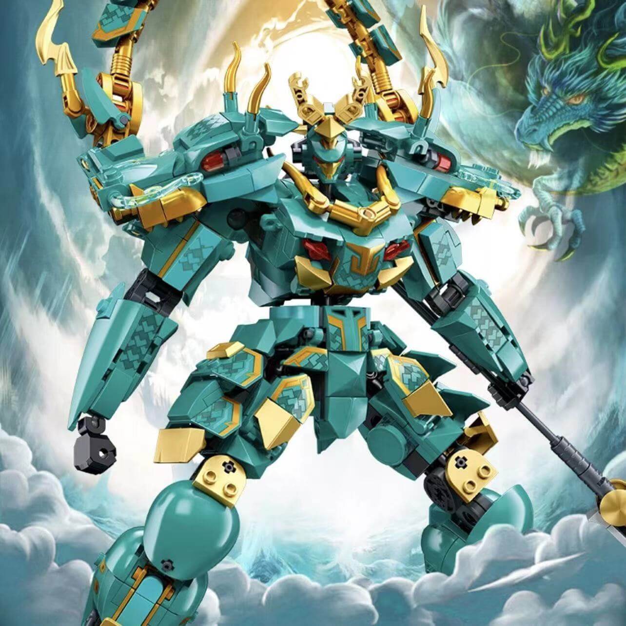 Sluban Classic of Mountains and Seas: Qinglong Mecha Building Blocks Set - Chinese Mythology Inspired Dragon Robot Toy for Kids & Collectors - Perfect for Creative Play, STEM Learning, and Display