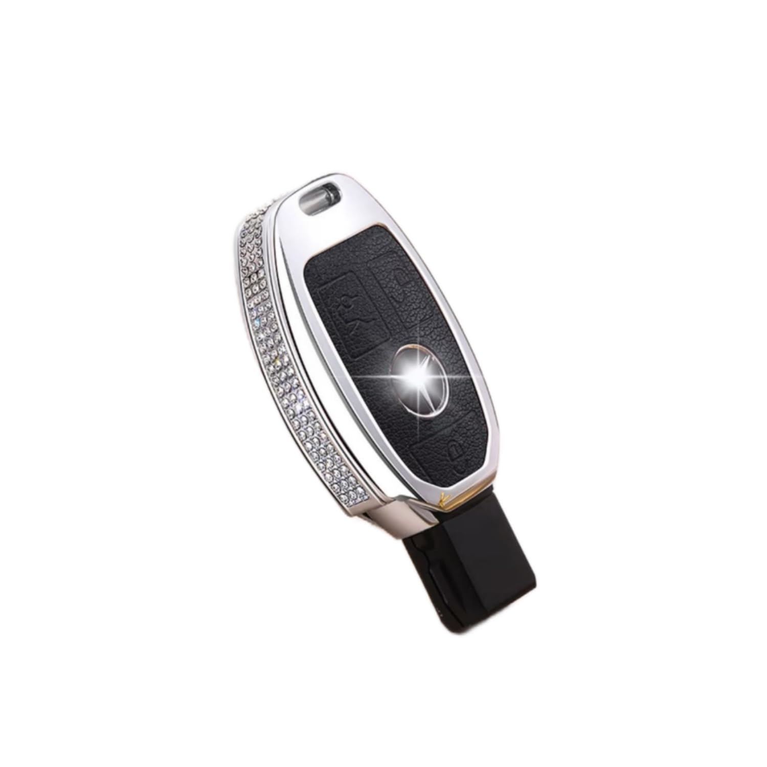 **Mercedes Benz Key Cover with Diamonds - Bling Car Key Fob Case for Women, Replacement Keychain Accessory (Black) | Stylish & Elegant Protection for Your Car Keys**