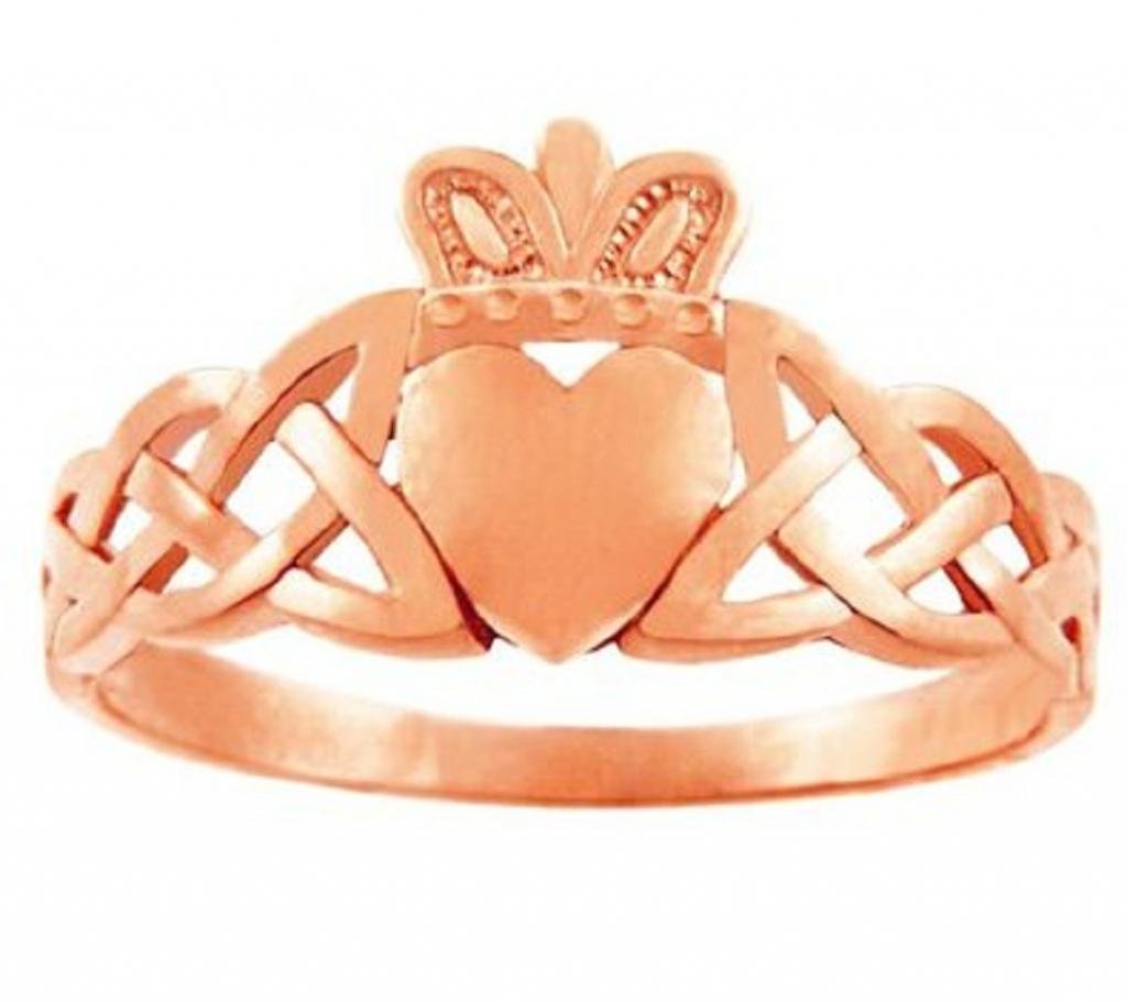 10K Rose Gold Trinity Weave Band Women's Claddagh Friendship Ring - Elegant Celtic Jewelry for Women, Perfect for Anniversaries, Weddings & Gift Giving