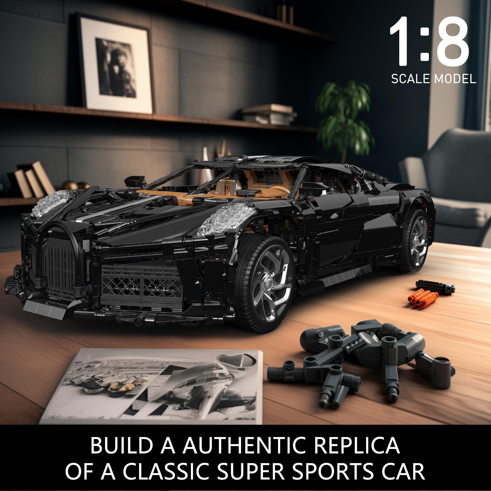 Mould King 13163 MOC Sports Car Building Kit - 4688-Piece Remote & APP Controlled Super Car Model Blocks for Adults & Teens | Collectible DIY Engineering Toy for Christmas & Birthday Gifts | Perfect for STEM Learning, Home Decoration & Car Enthusiasts