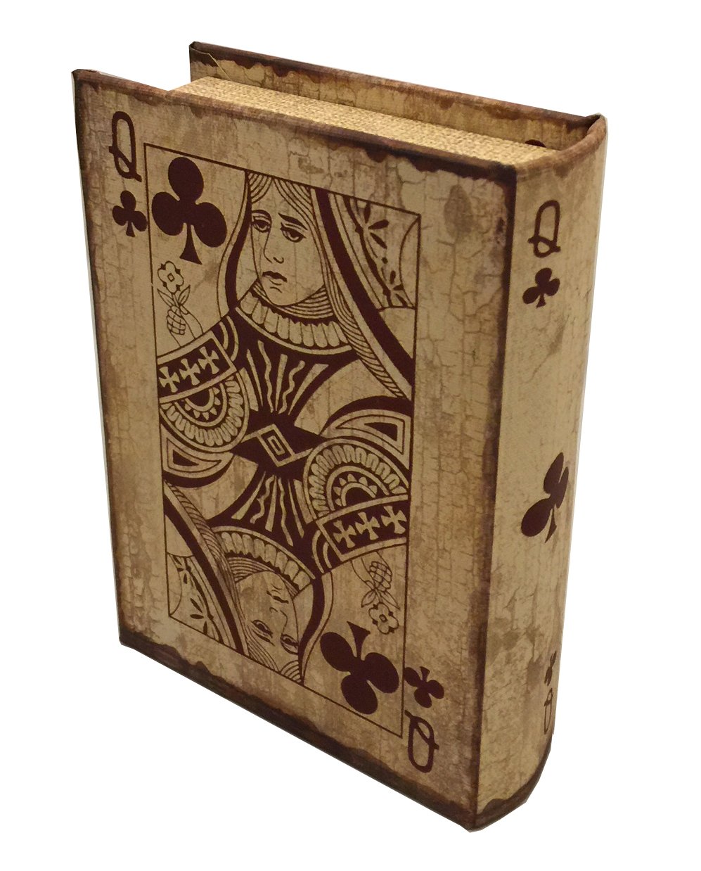 Queen of Clubs Playing Card Book Box - Unique Collectible Gift for Card Game Enthusiasts | Perfect for Magic Tricks, Poker Nights & Themed Parties