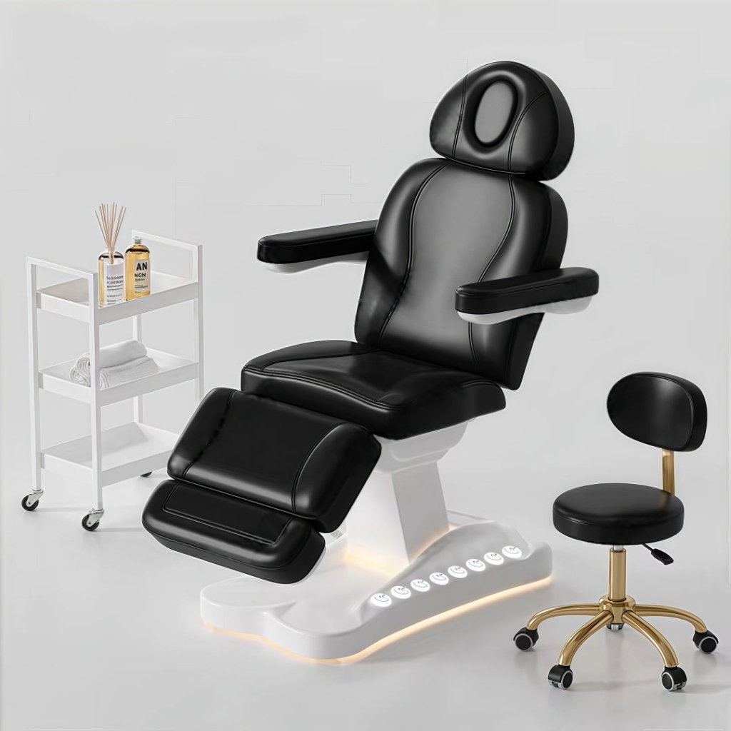 Greenlife CarryAll 4 Motors Electric Facial Bed SPA Massage Chair with Silicone Leather - Large Foot Control Buttons & Handheld Remote - Perfect for Salon, Spa, and Home Relaxation Therapy