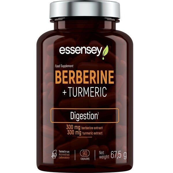 Essensey Berberine + Turmeric Supplement - 90 Capsules for Blood Sugar Support & Digestive Health - Natural Herbal Formula for Metabolism & Wellness