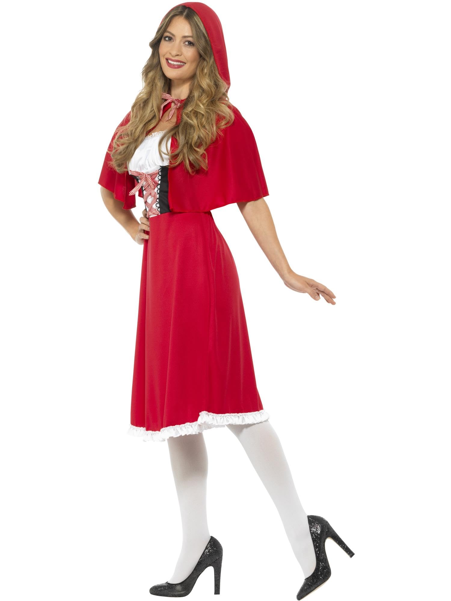Smiffys Women's Red Riding Hood Costume - Halloween Fairy Tale Dress for Adults, Cosplay & Themed Parties