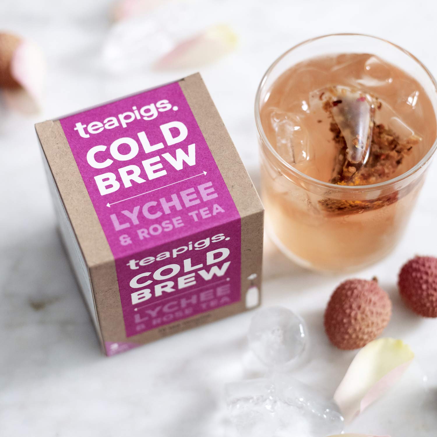 teapigs Lychee & Rose Cold Brew Tea - Whole Leaf Herbal Tea Bags (6 Packs of 10) - Perfect for Iced Tea, Summer Drinks & Relaxation