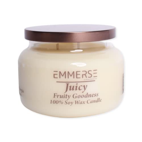 EMMERSE Premium Soy Wax Candles - Long Lasting 45+ Hour Burn, Apple & Lemon Scented Candles in Clear Glass Jar with Wood Wick (10oz) - Perfect for Home Relaxation, Spa Days & Romantic Ambiance