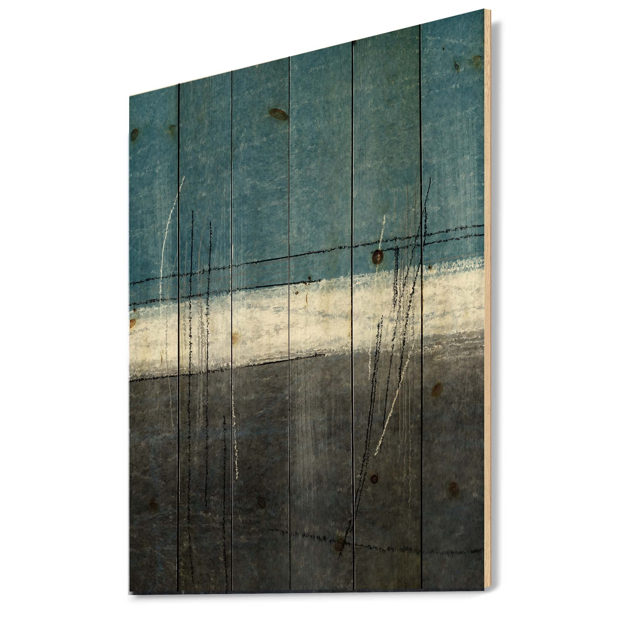 Modern Abstract Wood Wall Art - Teal & Grey Contemporary Wooden Panel Decor, Large Pine Wood Printed Wall Hanging | Perfect for Living Room, Bedroom & Office Decor
