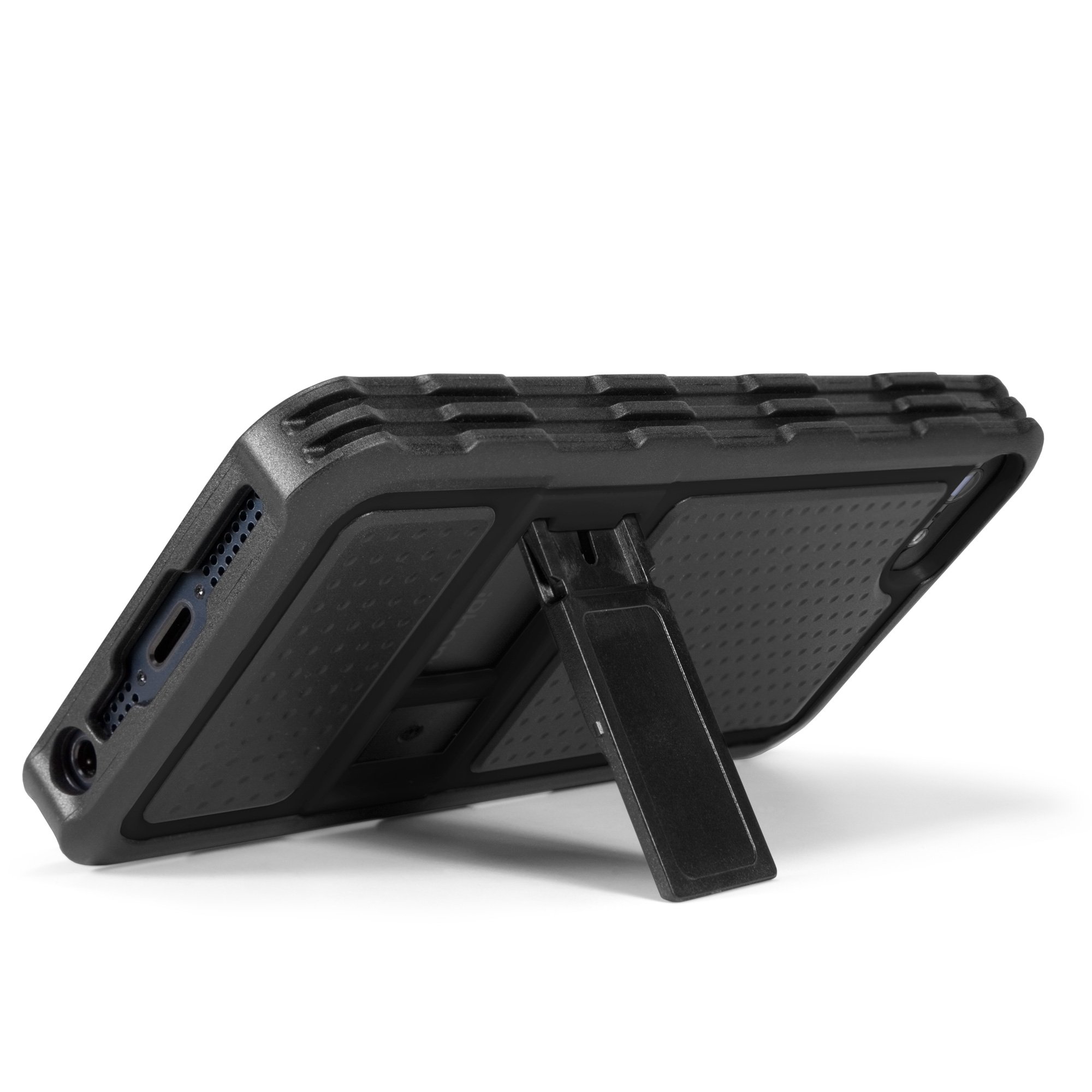 BoxWave Resolute OA3 Rugged Armor Case for iPhone SE - Triple Layer Protection Shockproof Cover with Bonus Keychain Charger - Perfect for Outdoor Adventures, Travel & Daily Protection - Pitch Black