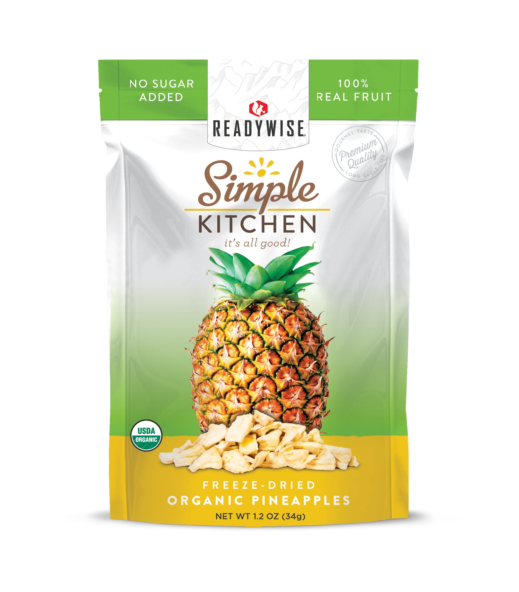 ReadyWise 6-Pack Organic Freeze-Dried Pineapple Slices - Healthy Snack for Hiking, Camping & Emergency Food Storage